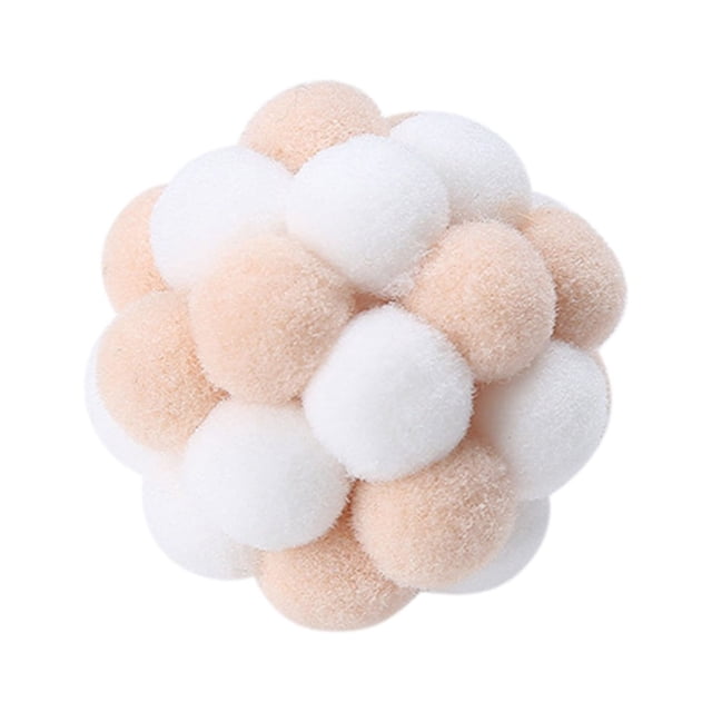 F Interactive Stretch Cat Toy Colorful Pussy Toy With Sound For Pets White Brown Plush Ball