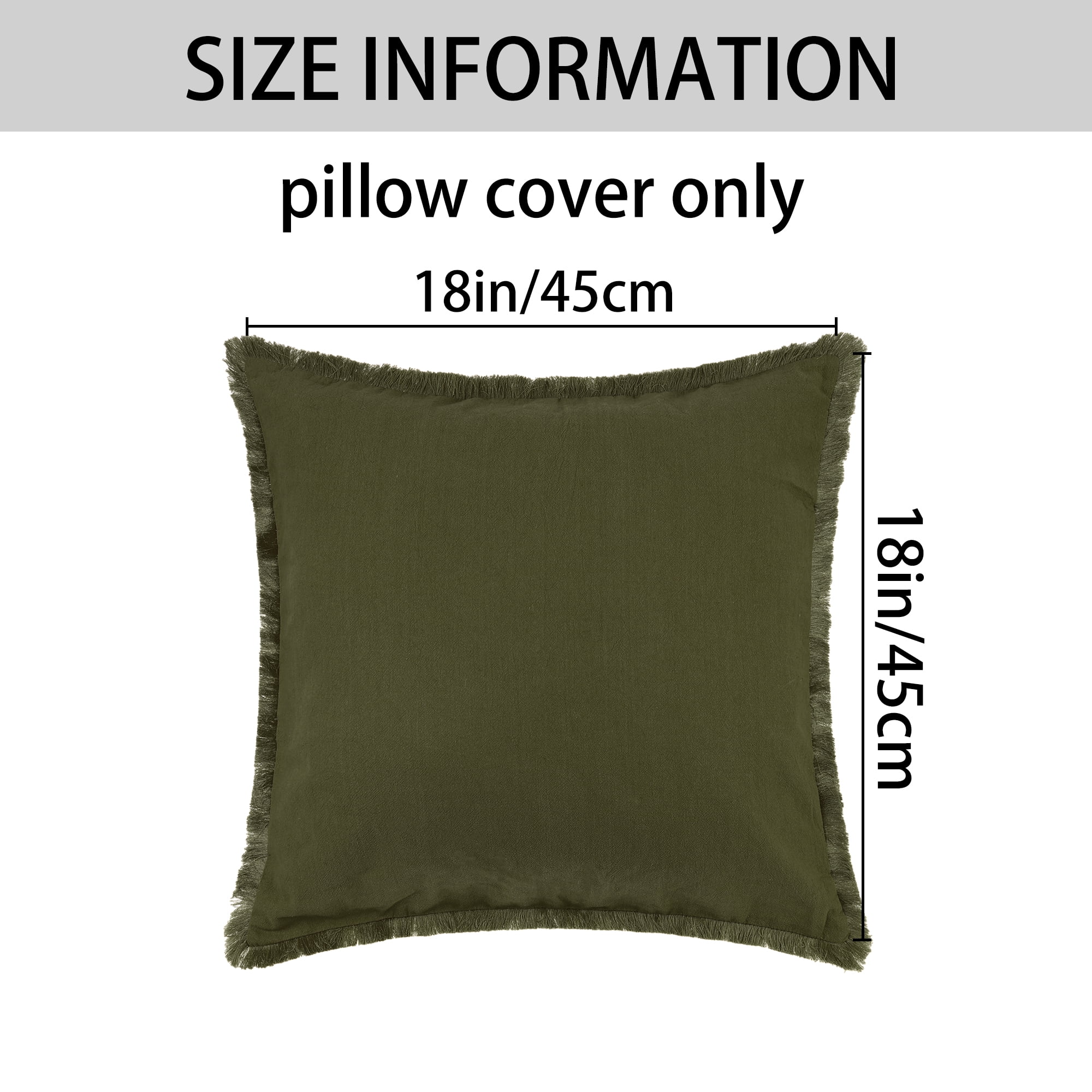 Unique Bargains 4 Pcs Cotton Throw Pillow Cover with Tassel Trim for Home Decor Green/Gray 18" x 18"