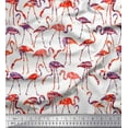 thumbnail image 1 of Soimoi Viscose Chiffon Fabric Flamingo Bird Printed Fabric 1 Yard 42 Inch Wide, 1 of 3