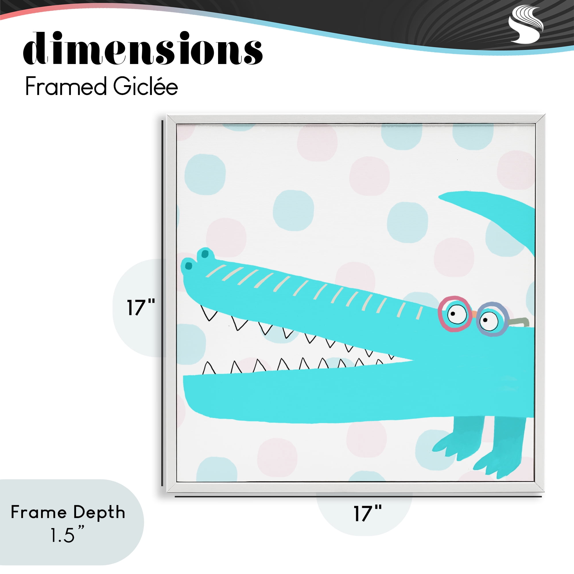 Stupell Industries Electric Blue Crocodile White Framed Giclee Art, design by Carla Daly