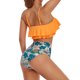 thumbnail image 3 of Toystoory Conjunto de traje de baño dividido para mujer, traje de baño con volantes acolchados en el pecho y tirantes Chinlon, ropa interior estampada a Deportes acuáticos Naranja METRO Toystoory OD021142-07, 3 of 6