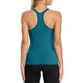 thumbnail image 2 of Attraco Women Solid Ribbed Workout Tank Tops Builting in Bra Tight Racerback Scoop Neck Sports Top, 2 of 6