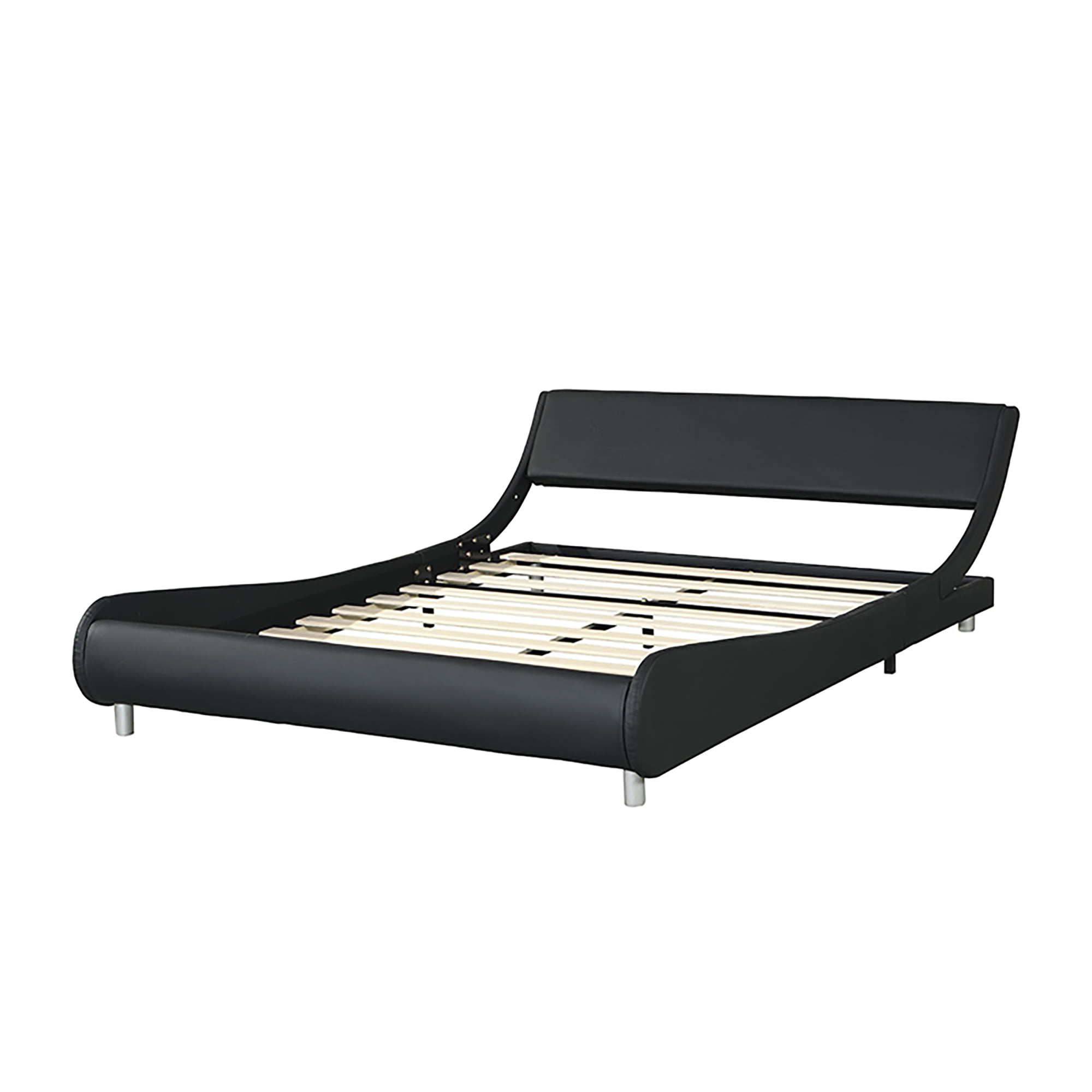 LiviNest Modern Upholstered Bed Frame with LED Lights & APP Control - Black Queen Size Platform Bed for Modern Bedroom - Wood Slat Support & Remote for Easy Assembly & Atmosphere Creation