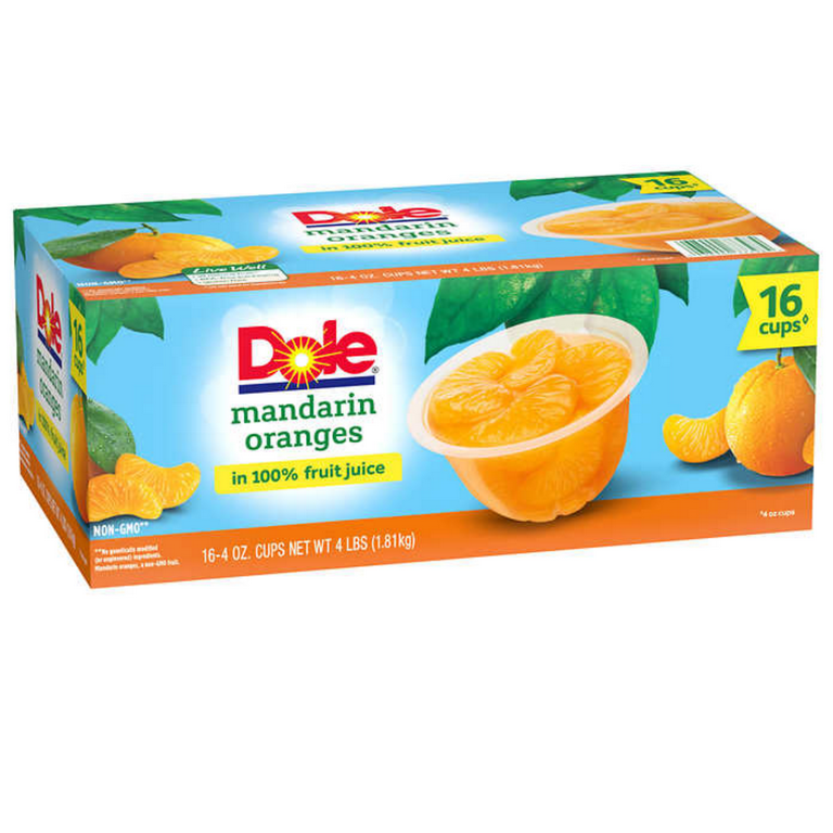 Dole® Fruit Bowls® Mandarin Oranges In 100% Fruit Juice Cups, 4 ct