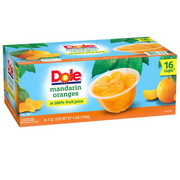 Dole Mandarin Oranges in 100% Fruit Juice 4oz. Cups | Made From Real Fruits No Artificial Sweeteners & Excellent Souce of Vitamin C Fruit Bowls Healthy & On the Go Snacks for Kids & Adults 16ct. Boxes