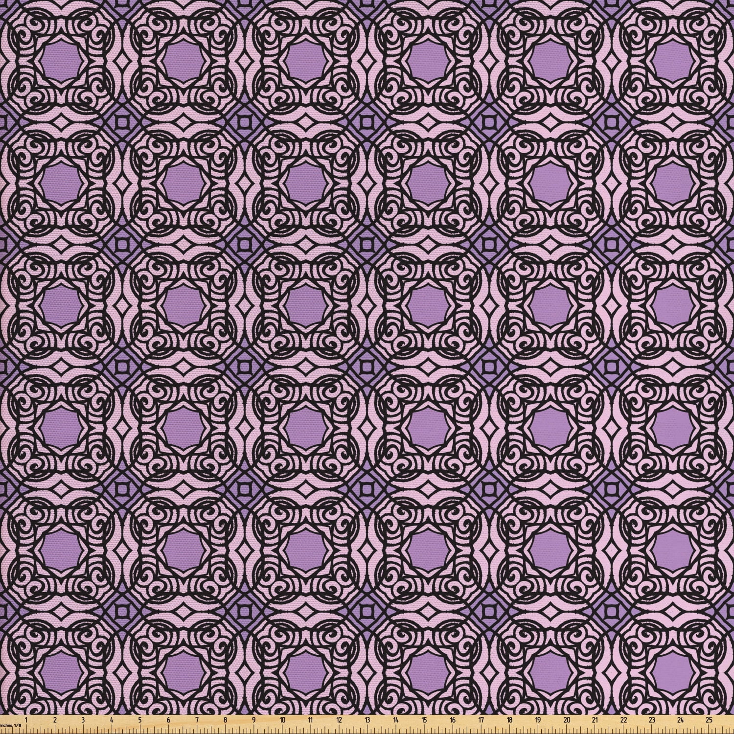 Art Deco Fabric by The Yard, Minimal Grid Form of Continuous Curvy