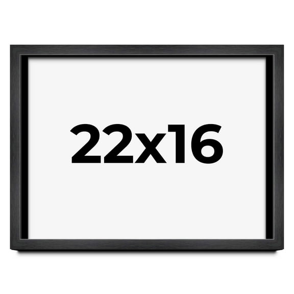 22x16 Frame Black Charcoal Grey Wood Textured Picture Frame | 0.75 Inch Moulding Width | Gunmetal