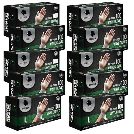 UPC 609132130656 product image for Gorilla Supply Rip-Proof Vinyl Gloves, Large - 1000 count, 10 boxes of 100 | upcitemdb.com