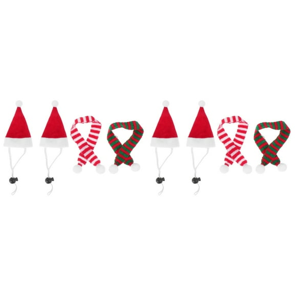 Jiyike 8 pcs Winter Warm Small Animal Christmas Costume Guinea Pigs Hat and Scarf