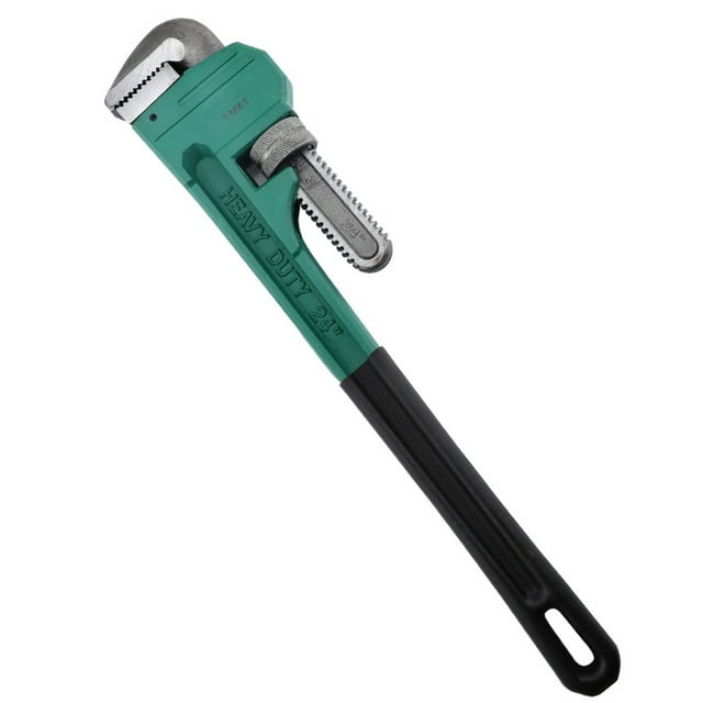 Clé à Tuyau en Acier au Carbone Robuste avec Tête Mince Réglable pour Réparation de Réservoir de Gaz, Plomberie Domestique et Entretien Industriel - 24 Pouces (8-24 Pouces en Option) - Design Vert et Noir - Inclut Logo