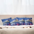 thumbnail image 7 of Ambesonne City Throw Pillow Cover 4 Pack, Resort Casinos on Shore, 16", Violet Blue Pink Yellow, 7 of 7
