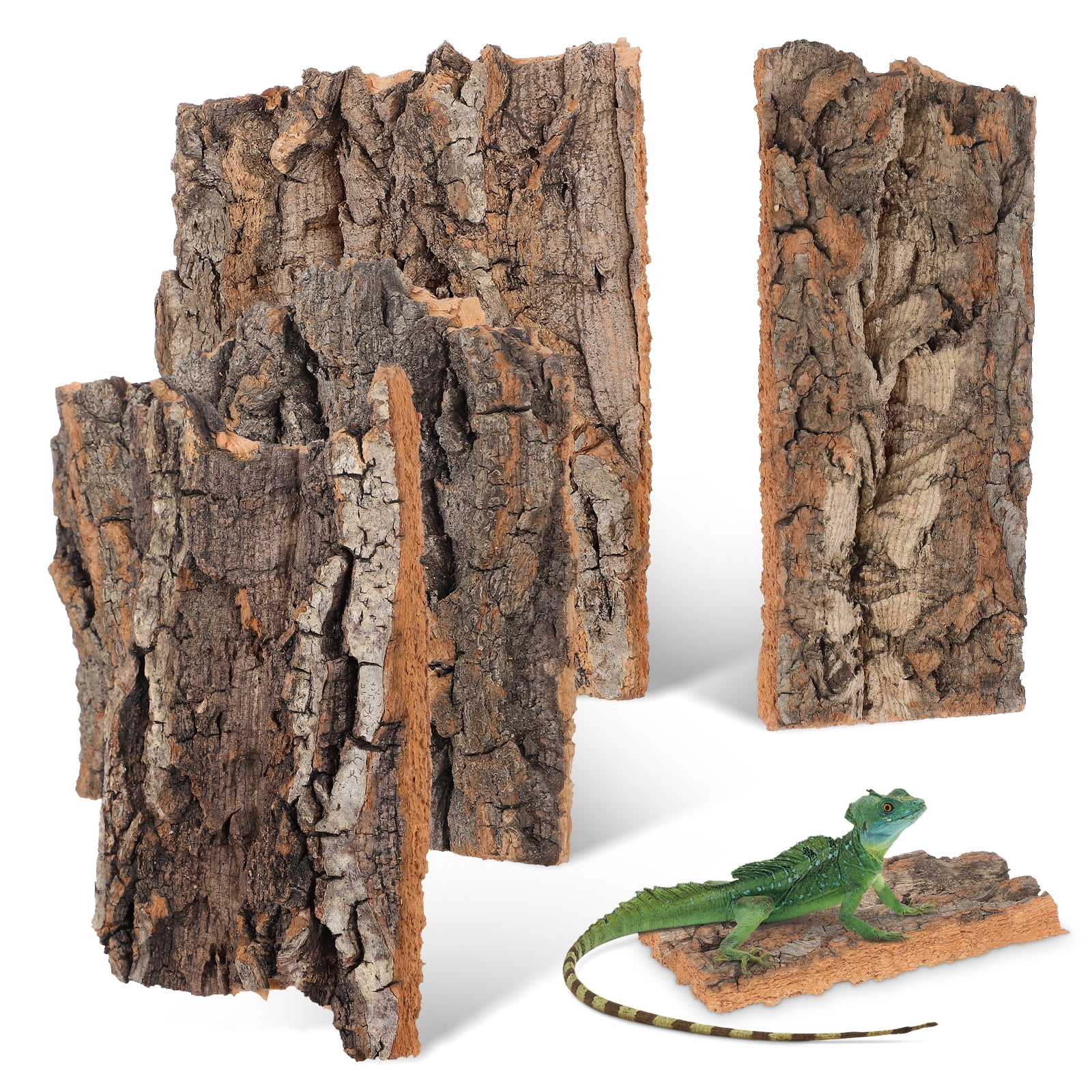 Vosarea 4-Pack Reptile Terrarium Tree Bark Hideouts, 5.11 Inch Habitat Decor for Small Pets and Reptiles