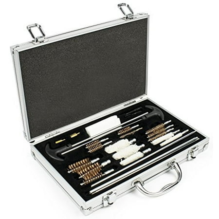 - 26 Piece Universal Gun Cleaning Kit for Riffles, Pistols, Handguns, and Shotguns cleaning brushes and mops for 10 12 20 28 GA 410 45 40 357 38 cal .9mm 17 30 270 280 22 cal