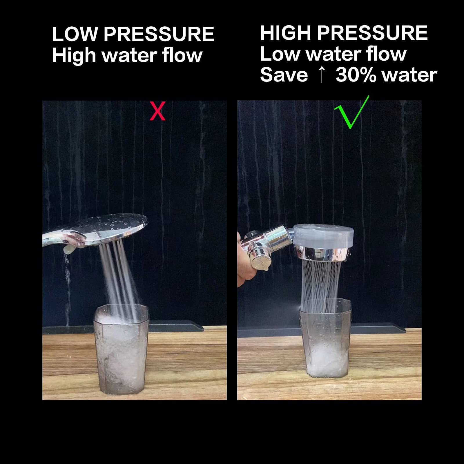 Turbo Shower Head with High Pressure, Handheld Shower Head with Turbo Propeller and On Off Switch and Spa Spray 360 Degrees Rotating Vortex Shower Head Water Saving,Silver
