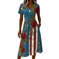 thumbnail image 4 of American Flag Dress for Women Independence Day Dress A Line Short Sleeve Summer Party Vacation Dresses, 4 of 5