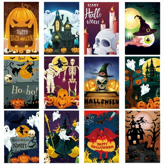 24-Pack Halloween Cards with Envelopes – Vintage Pumpkin Ghost Witch Cauldron Designs – Halloween Greeting Cards for Kids & Adults, Boo Basket Cards, Gift Card Holders, Pop-Up Halloween Cards