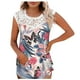 thumbnail image 1 of Camiseta sin mangas de encaje con estampado de mujer Camiseta sin mangas de empalme de cuello redondo Camiseta ligera y cómoda delgada OAVQHLG3B Store lin121212, 1 of 5