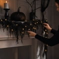 thumbnail image 5 of Battery Operated Halloween Decorations with Warm Led Lights, Hanging Halloween Decorations Outdoor for Porch Window Mantel, Black Web Decoration for Haunted House Party Decor, 5 of 8