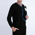 thumbnail image 5 of Scrub Sets for Men qolati Two Piece Outfits Long Sleeve V-Neck Scrub Shirts and Jogger Pants with Pocket Summer Athletic Stretch Workwear Working Uniforms, 5 of 7