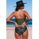 thumbnail image 4 of ABPHQTO Traje de baño de dos piezas sin espalda con cuello halter y estampado de camuflaje verde para mujer, 4 of 5