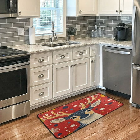 

Long Floor Mat 39x20Inch Kitchen Mat Bathroom Mat Living Room Mat Bedroom Mat Absorbent Delicate Fabric No Ball Do Not Fade Blue Santa Fawn
