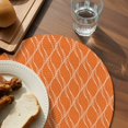 thumbnail image 3 of Orange Stripes Round 15 Inch Placemats Set of 4, Simple Geometric Modern Monochrome HeatResistant Non Slip Place Mats for Dining Table, Wipeable Braided Kitchen Table Mats for Housewarming, 3 of 9