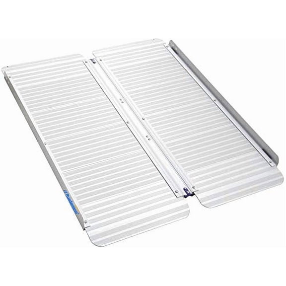 Ruedamann 3ft Aluminum Folding Threshold Ramp Wheelchair Ramps for Wheelchairs,Steps,Stairs,Curbs,Doorways,Non-Skid Surface Portable Wheelchair Ramp (MR607M-3)