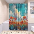 thumbnail image 6 of 4-Piece Bathroom Set with Waterproof Shower Curtain with Non-Slip Bath Mat, U-Shaped Mat & Toilet Lid Cover Beautiful Flower Field, 6 of 8