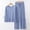 Light Blue, variant on Amkhujs 2 Piece Sets for Women Summer Loungewear Sets Outfits Round Neck Long Sleeve Tops Wide Leg Pants Pajamas for Women Set