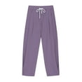 thumbnail image 4 of MKOSPLRT Linen Harem Pants for Kid Girls Boys Drawstring Elastic Waist Cropped Pants Solid Baggy Lounge Pants with Pocket, 4 of 7