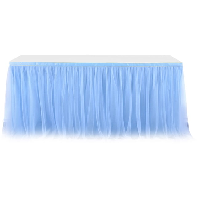Falda de mesa de tul para mesas rectangulares o redondas Falda de mesa con tutú Mantel con volantes blancos para bodas Despedida de soltera Bautismo Fiesta de cumpleaños Bautizo Banquete Decoraciones