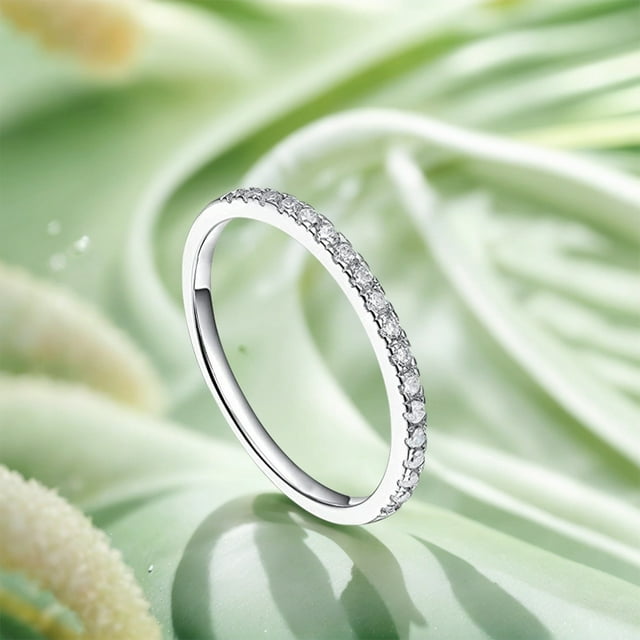 Anillo de circonita cúbica de acero inoxidable de 2 mm, anillo de lujo con cristales para regalo