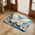 thumbnail image 5 of Beautynvta Butterfly-Themed Bath Rug for Bathroom, 3D Butterfly Printed Floor Mat, Winter Butterfly and Flower Pattern Decorative Bath Mat, Non-Slip Washable Carpet, 23.6x15.7 Inch, 5 of 6