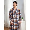 thumbnail image 4 of Men's Plaid Pattern Bathrobe With Pockets, 4 of 5