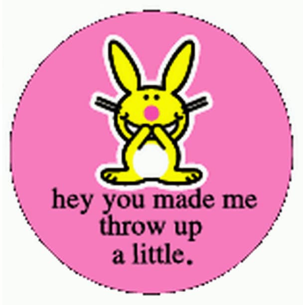 Happy Bunny Throw Up A Little Button BB2226