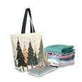 thumbnail image 2 of FORMRS Womens Canvas Tote Bag with Zipper Inner Pocket Shoulder Handbag, Beige Christmas Trees, 2 of 7