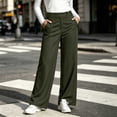 thumbnail image 6 of Women's Casual Pants, Business Casual Trousers with Elastic Waist and Pockets, Relaxed Fit, Office Business Casual Wear | VerBelle,Army Green L, 6 of 8