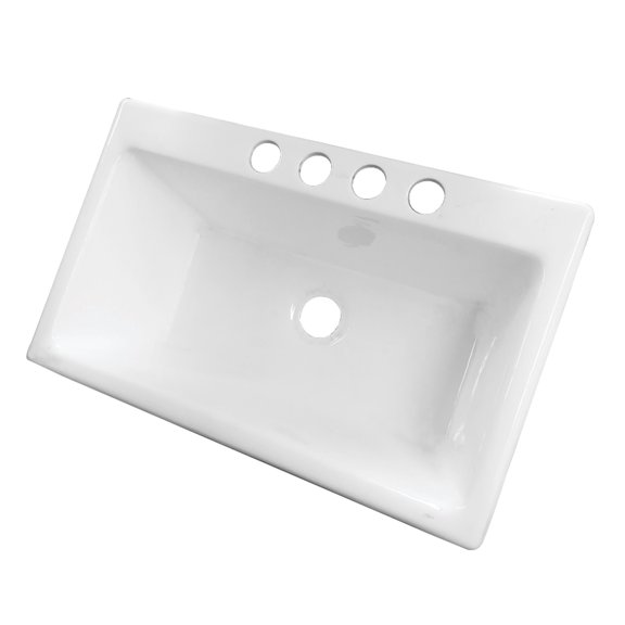 Gourmetier GCKUS362211 Towne 36-Inch Cast Iron Single Bowl Undermount Kitchen Sink (4-Hole) in White