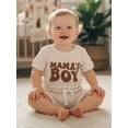 thumbnail image 5 of BemeyourBBs Newborn Baby Boys Mama's Boy Outfit Infant Baby Boy Summer Clothes Waffle Knit Short Sleeve Letters Embroidery Romper with Shorts Set 2Pcs Outfits, 5 of 9