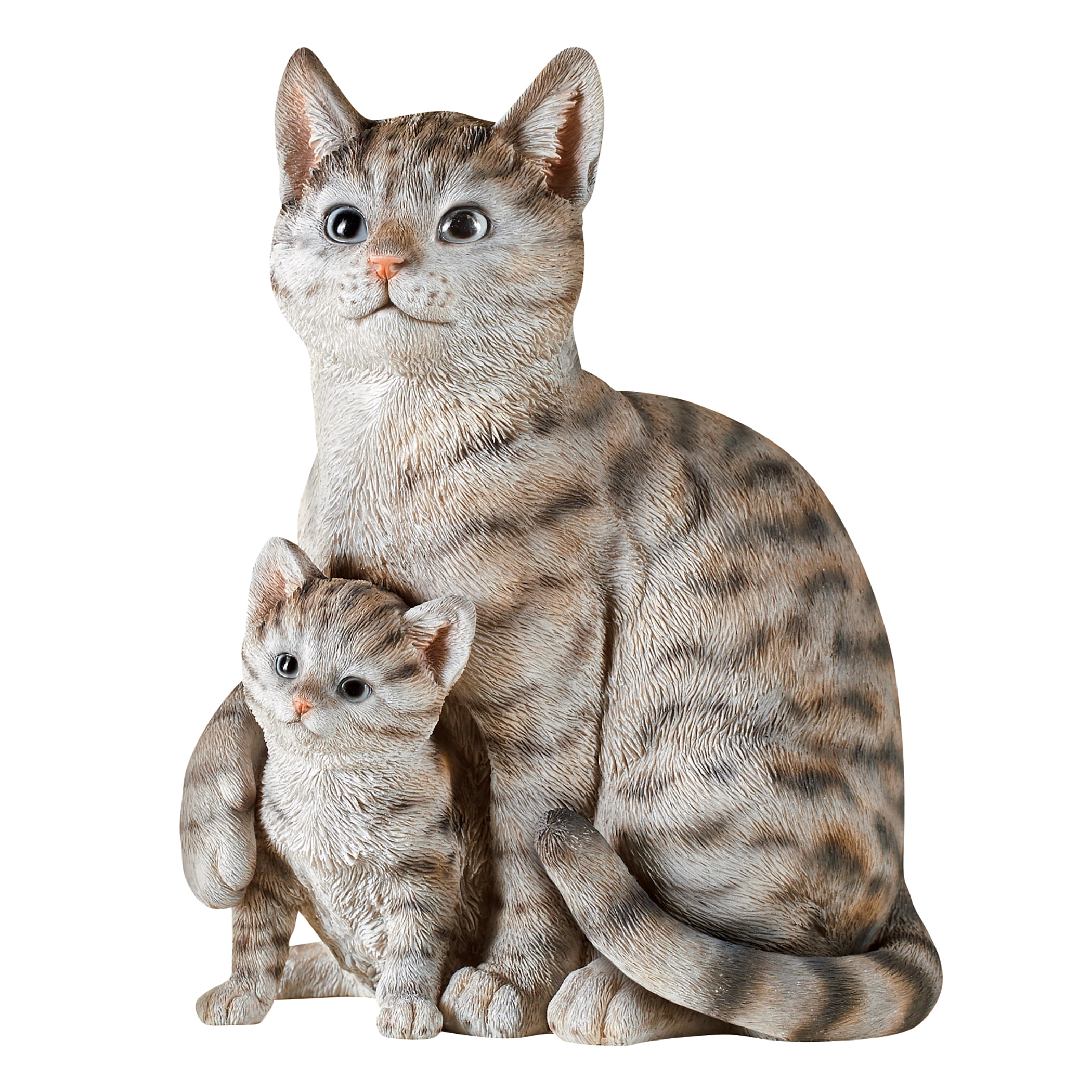Momma Cat Kittens Figurine Statue Shelf Sitter Dangling Tabby Kitties Home Decor 