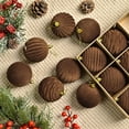 thumbnail image 5 of 2025 CISIL & 12-Count Christmas Tree Ornaments Flocked Brown Balls Xmas Bulbs Decorations Set 8cm 3.15In, 5 of 8