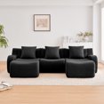 thumbnail image 2 of Black U-Shaped Cloud Couch with 2 Ottomans, Modern Teddy Fabric Boneless Sectional Sofa in a Box for Living Room, Modular Floor Couch, Deep Seat, No Assembly Required, Sofas para Sala, 2 of 8