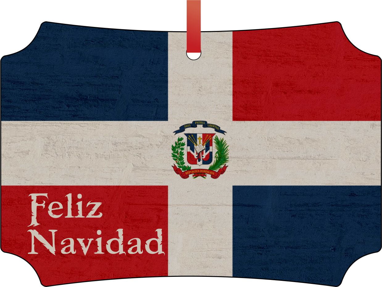 Dominican Republic Flag Feliz Navidad Double Sided Elegant Aluminum