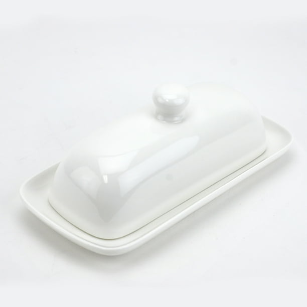 White French butter dish with lid and handle, Ceramic country butter