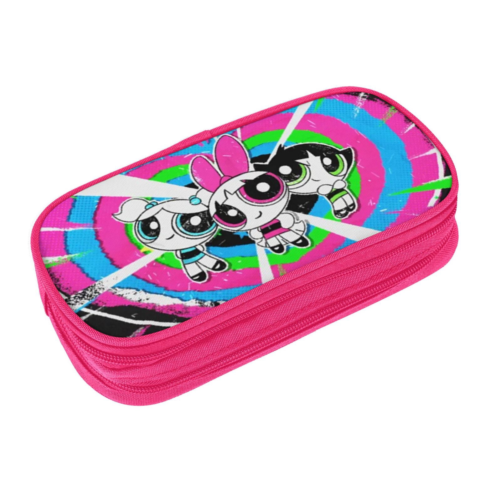 The Powerpuff Gi-rls Pencil Case Large Capacity Pencil Pouch Penbag Office Stationery Organizer Travel Makeup Bag Pink