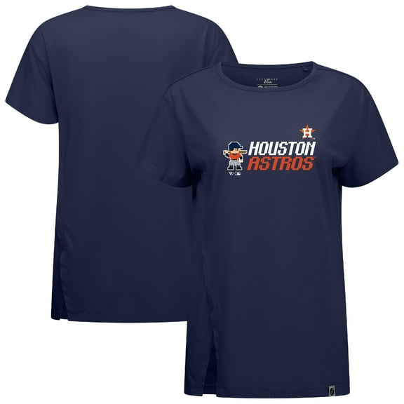 Women's-Levelwear  Navy Houston Astros Influx 8-Bit Baseball T-Shirt