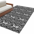 thumbnail image 3 of 2.7x5 Washable Area Rug, Deer Head Non-Slip Rectangle Rug for Bedroom Bedside, Leaf Animal Black Indoor Floor Mat for Home Decor, 3 of 9