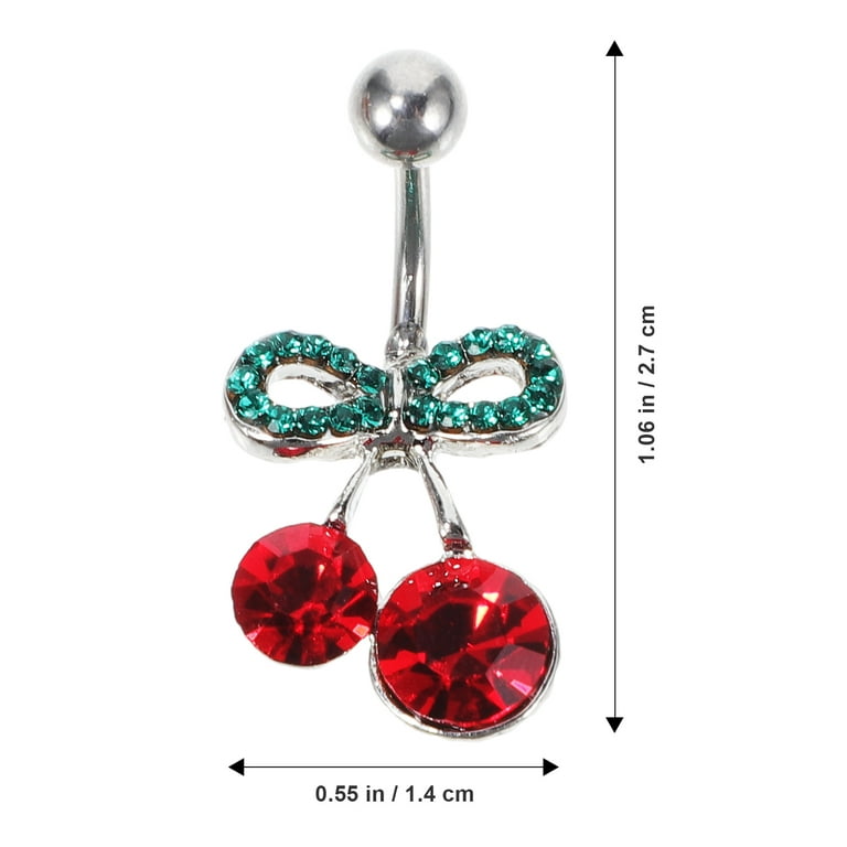Pierced Belly Button Ring Cherry Navel Barbell Stud Belly Piercing