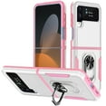 thumbnail image 1 of Nalacover Military Grade Heavy Duty Case for Samsung Galaxy Z Flip 4, Rugged Rotated Ring Holder Kickstand Bracket Cover with Magnetic Car Mount Soft TPU Shockproof Lens Protective Case,White/Pink, 1 of 9
