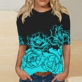 thumbnail image 2 of Half Sleeve T Shirts for Women Plus Size S-3XL Floral Printed Crew Neck Graphic Tee Tshirts Summer Casual Tops (3X-Large, Black 06), 2 of 5